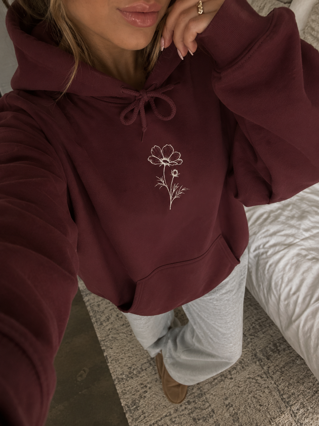 Cosmos Flower Heavy Hoodie (embroidery)